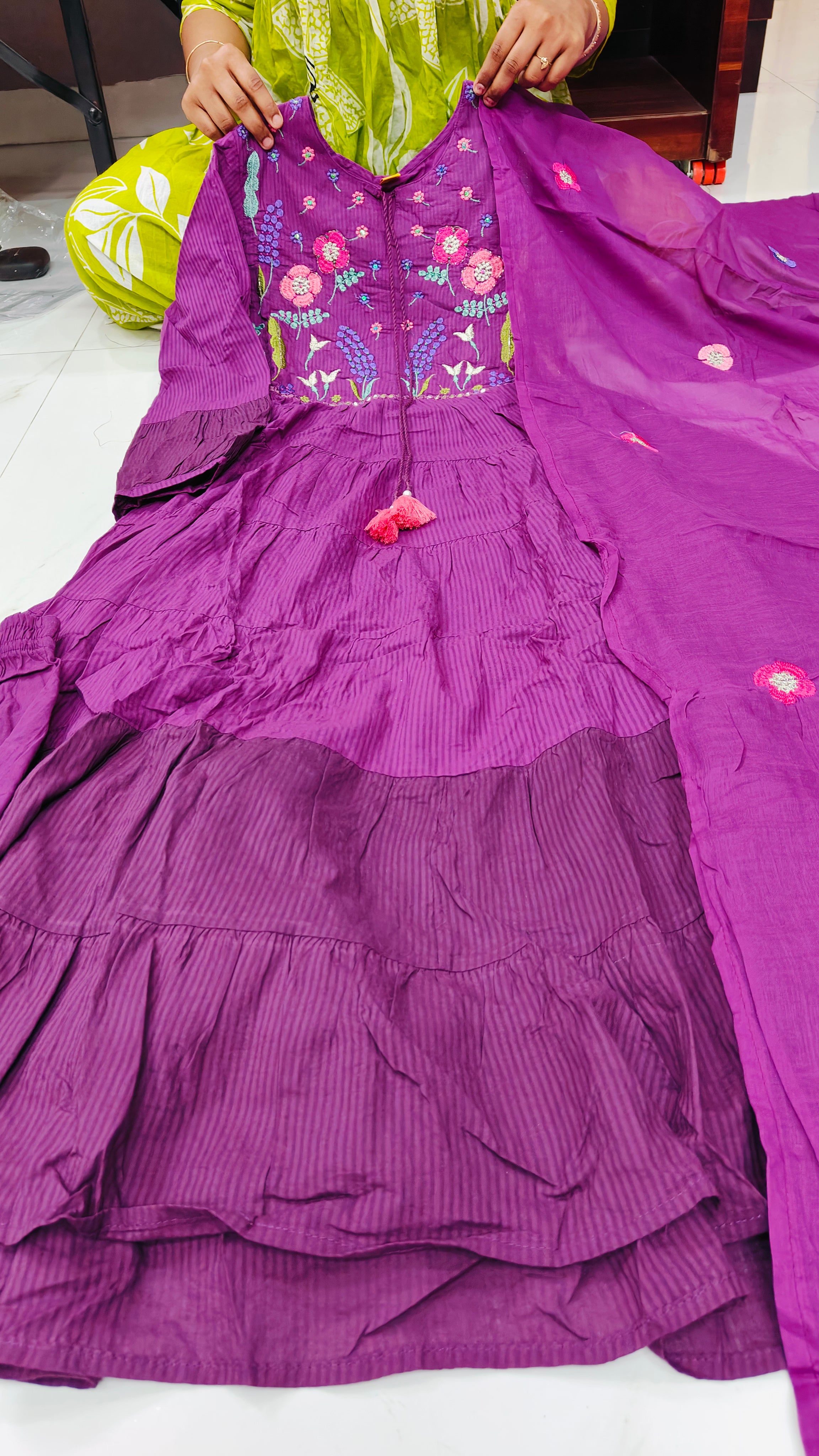 Cotton 3 Piece Frock Style