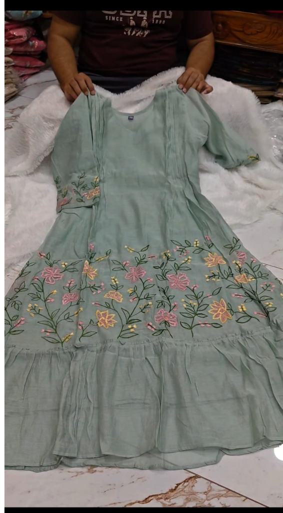 Pure Soft Mul Chanderi Designer Frock