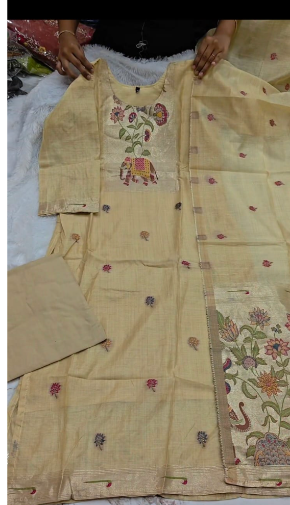 Trending Jamdani Suit with Paithani Concept Dupatta