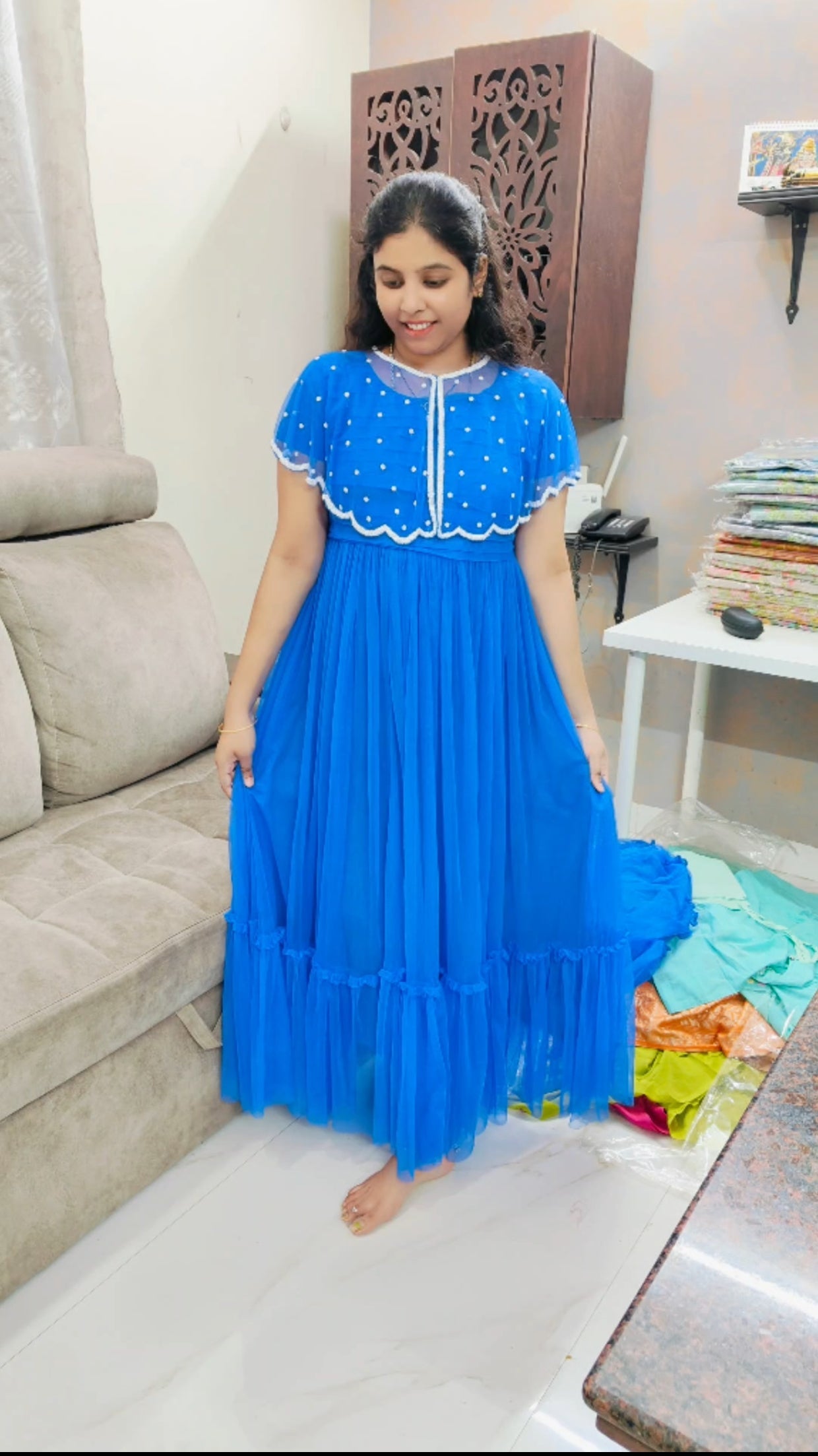 Two Piece cotton Blue Dress