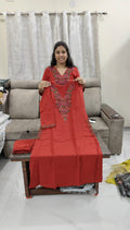 Red Cotton 2 Piece Set