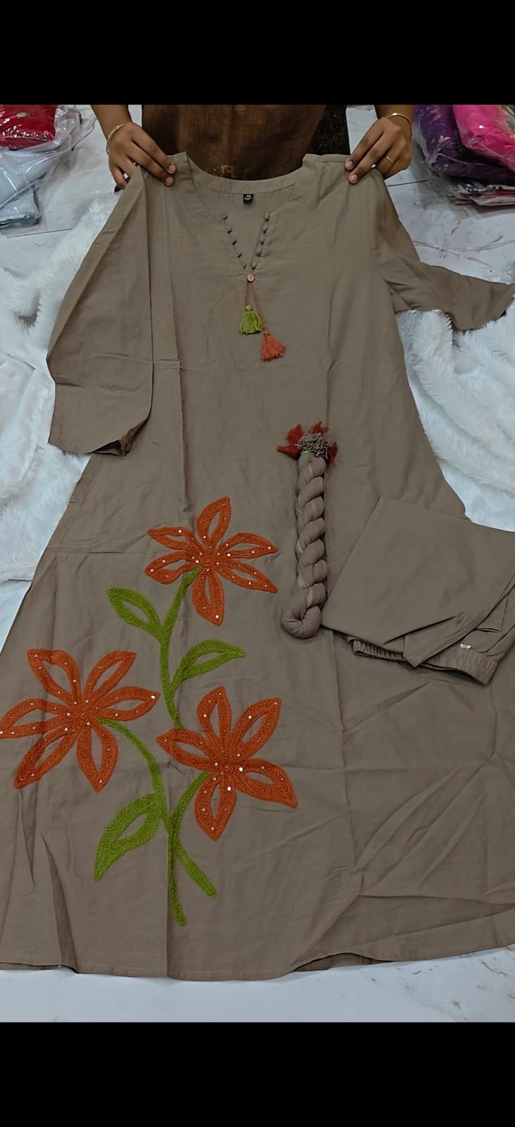Pure Cotton Designer 3-Piece Set with Embroidery