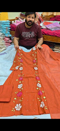Pure Chendari Designer 3-Piece Set with Intricate Appliqué Work