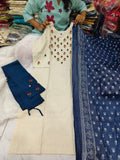 Pure Cotton Suit with Note Work & Contrast Batik Design Dupatta