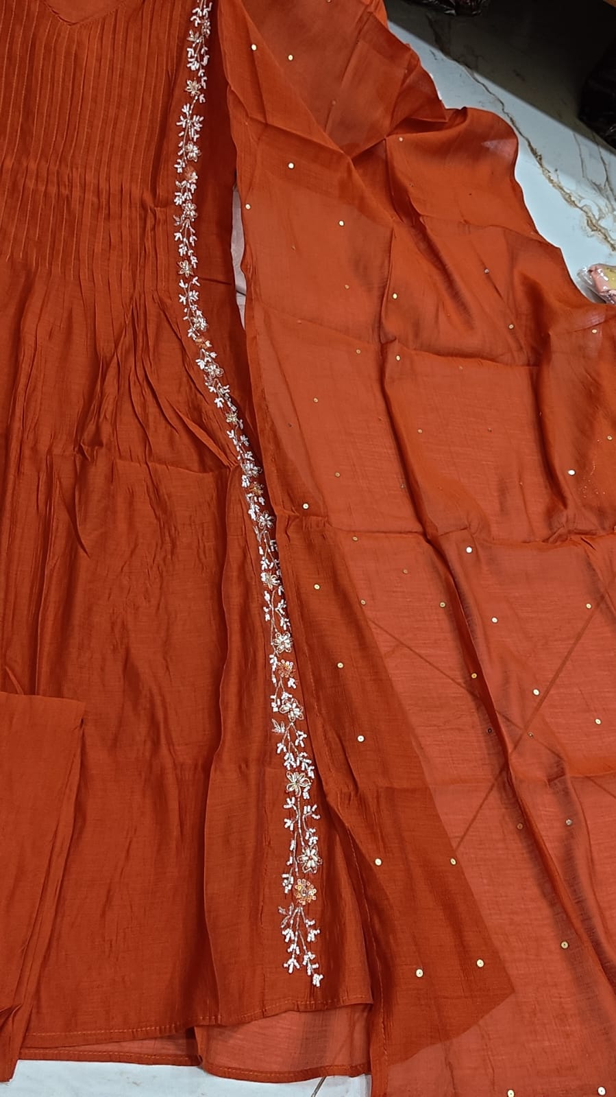 Pure Mul Chanderi Embroidered Kurta Set